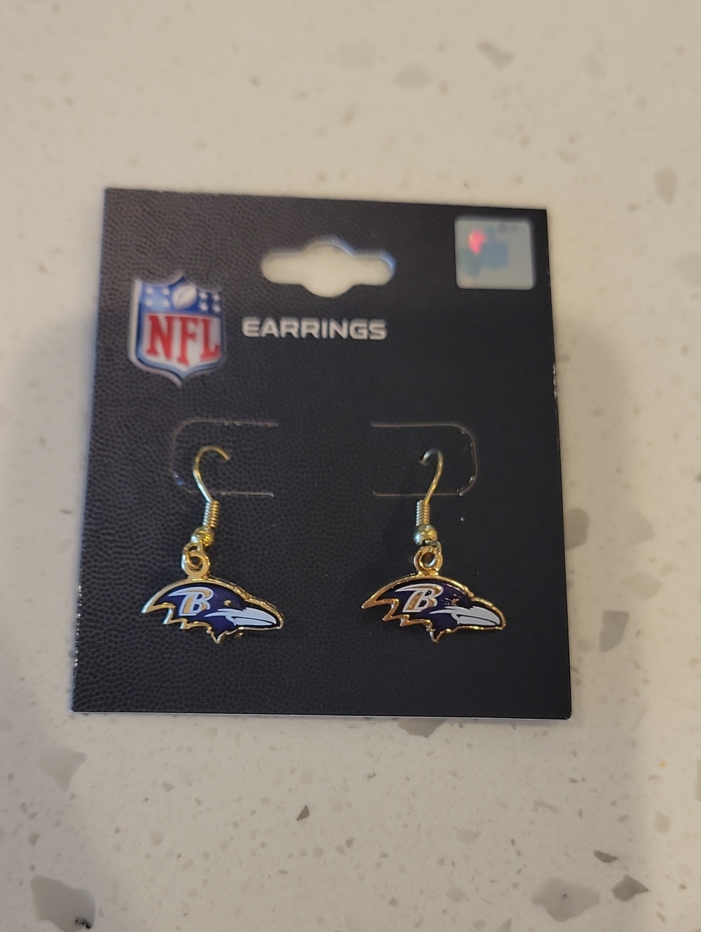 NFL Baltimore Ravens Purple and Gold Dangle Earrings